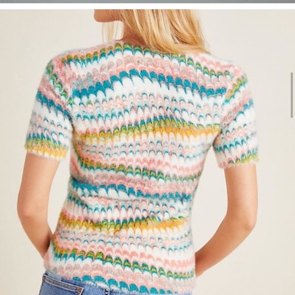 Anthropologie “Soft Fuzzy” Marble Watercolor Print Top - Picture 2 of 5